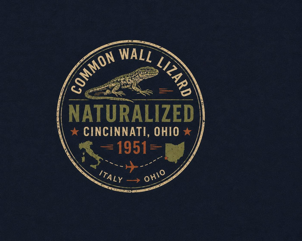 Cincinnati Exchange Student Common Wall Lizard Tee, Vintage Ohio Wildlife Shirt