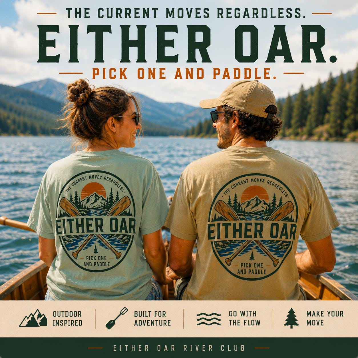 Either Oar River Club Tee, Stoic Philosophy Canoe Paddle Shirt