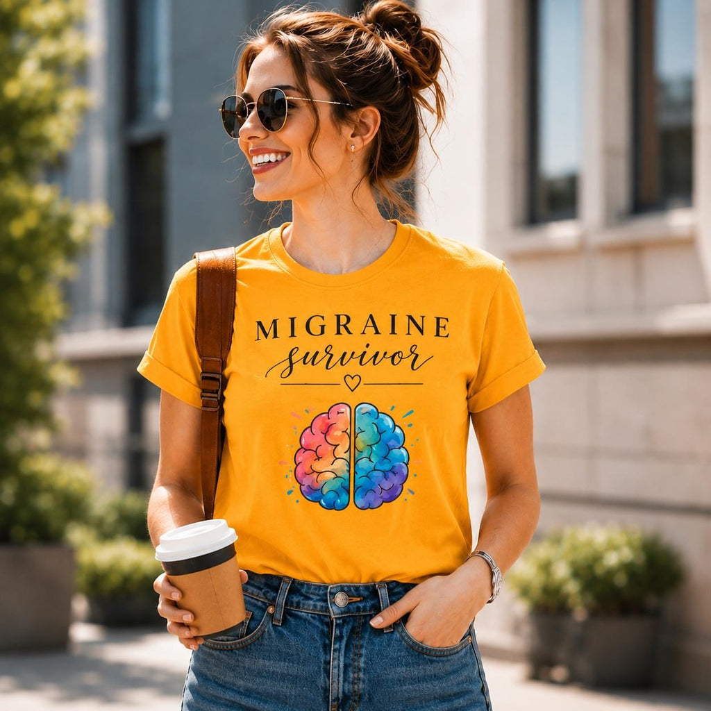 Migraine Survivor Shirt | Colorful Brain Graphic Tee, Mental Health Awareness