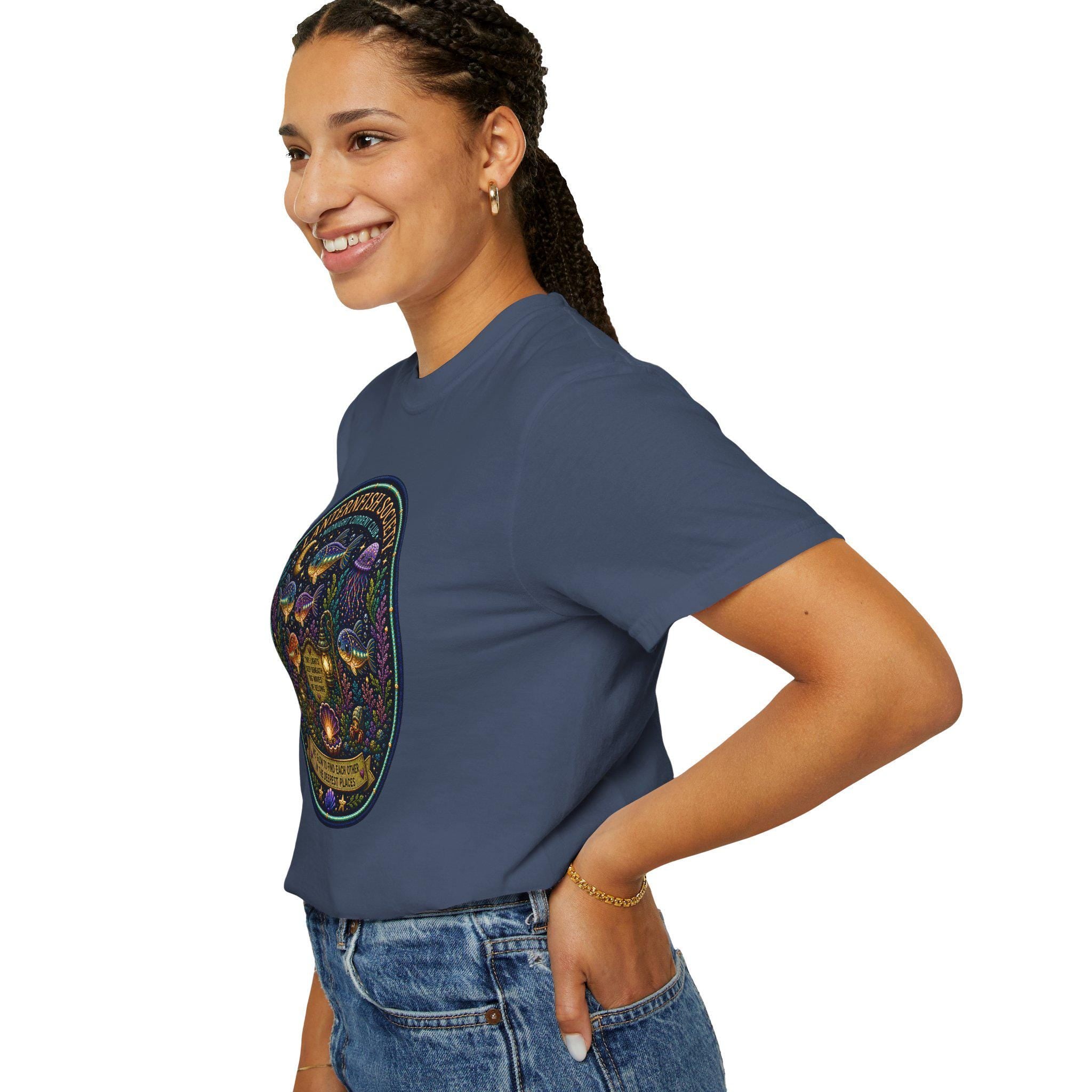 Lanternfish Society Shirt, Bioluminescent Deep Sea Marine Life Tee, Comfort Colors 1717