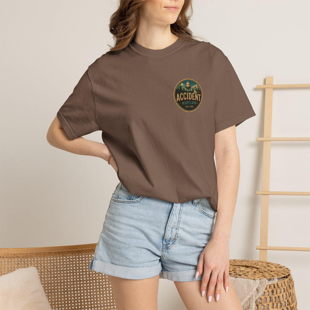 Greetings From Accident Maryland Postcard Graphic Tee, Vintage Small Town Souvenir Shirt