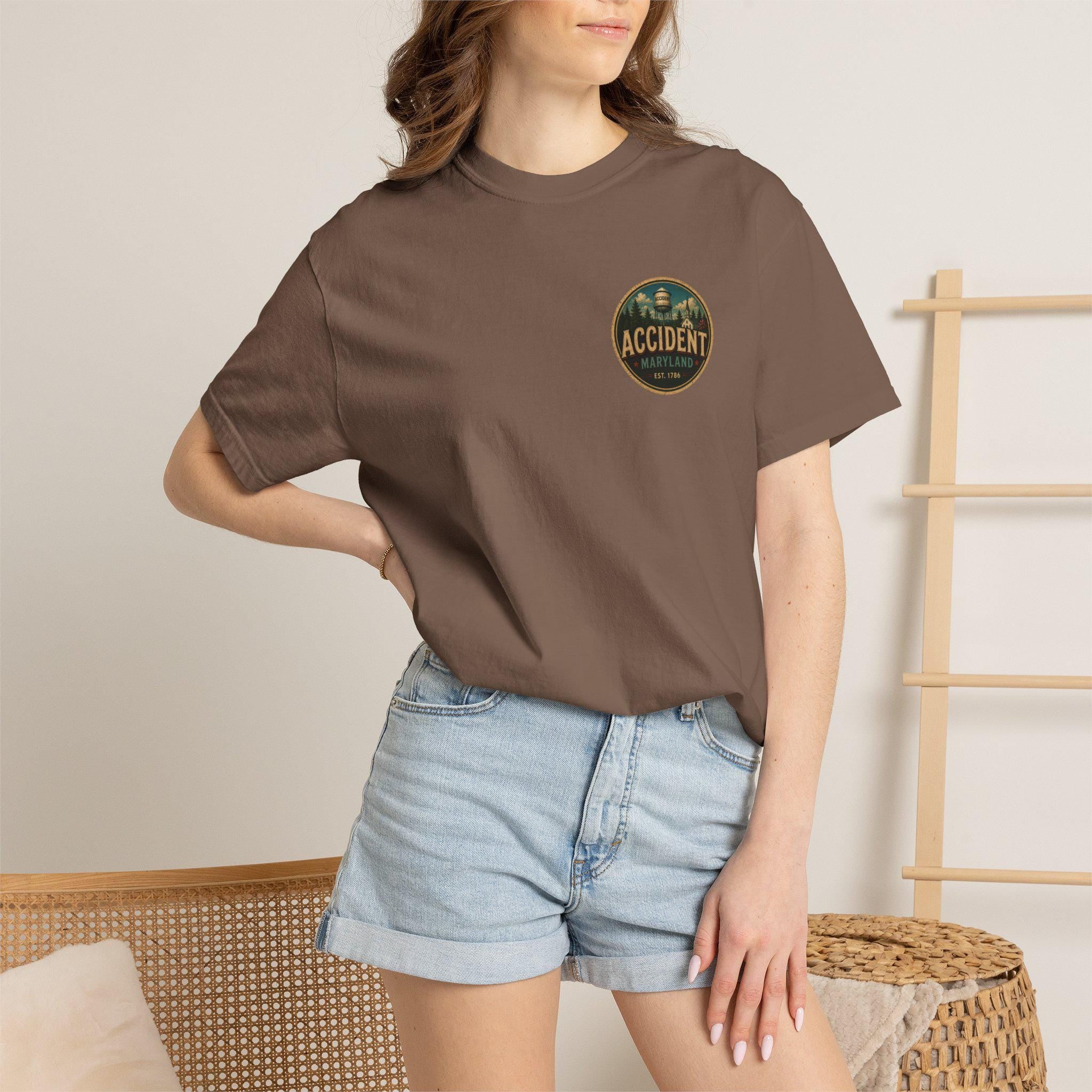 Greetings From Accident Maryland Postcard Graphic Tee, Vintage Small Town Souvenir Shirt