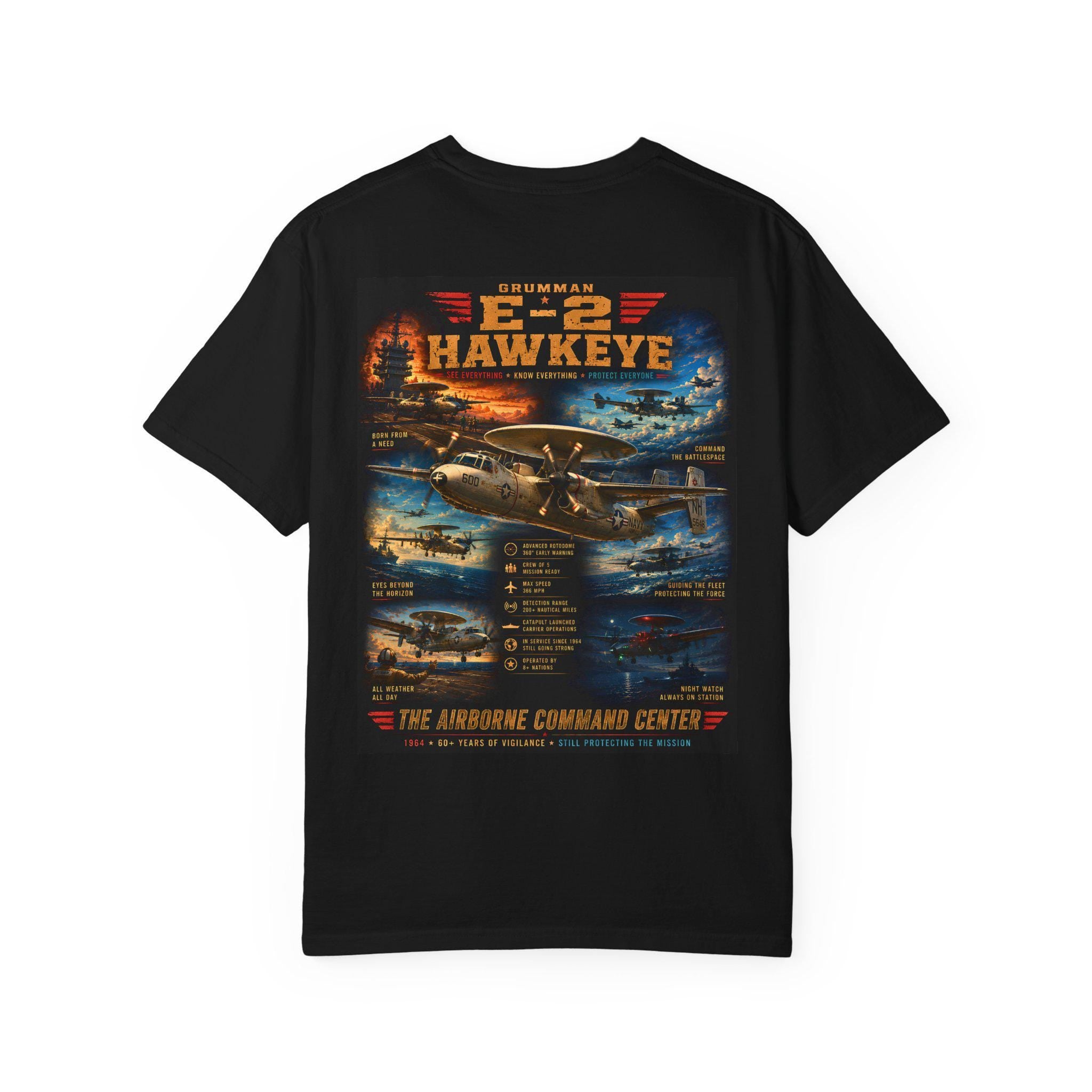E-2 Hawkeye Aircraft Illustration T-shirt | Military Aviation Diagram