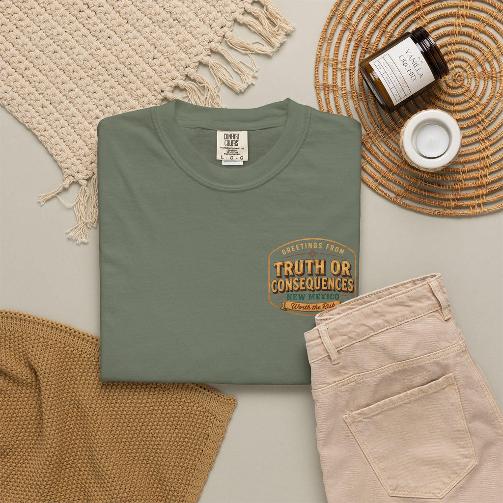 Greetings From Truth or Consequences New Mexico Postcard T-Shirt | Vintage Travel Souvenir Worth the Risk