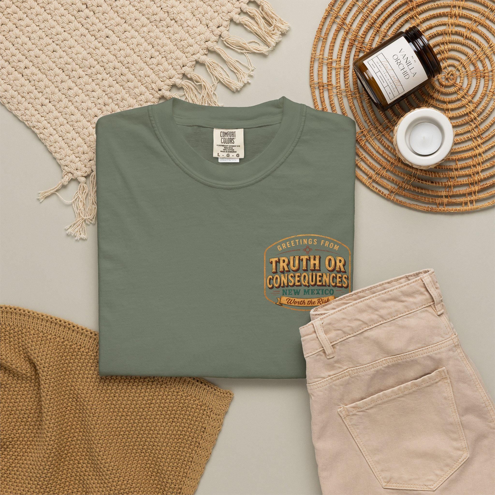 Greetings From Truth or Consequences New Mexico Postcard T-Shirt | Vintage Travel Souvenir Worth the Risk