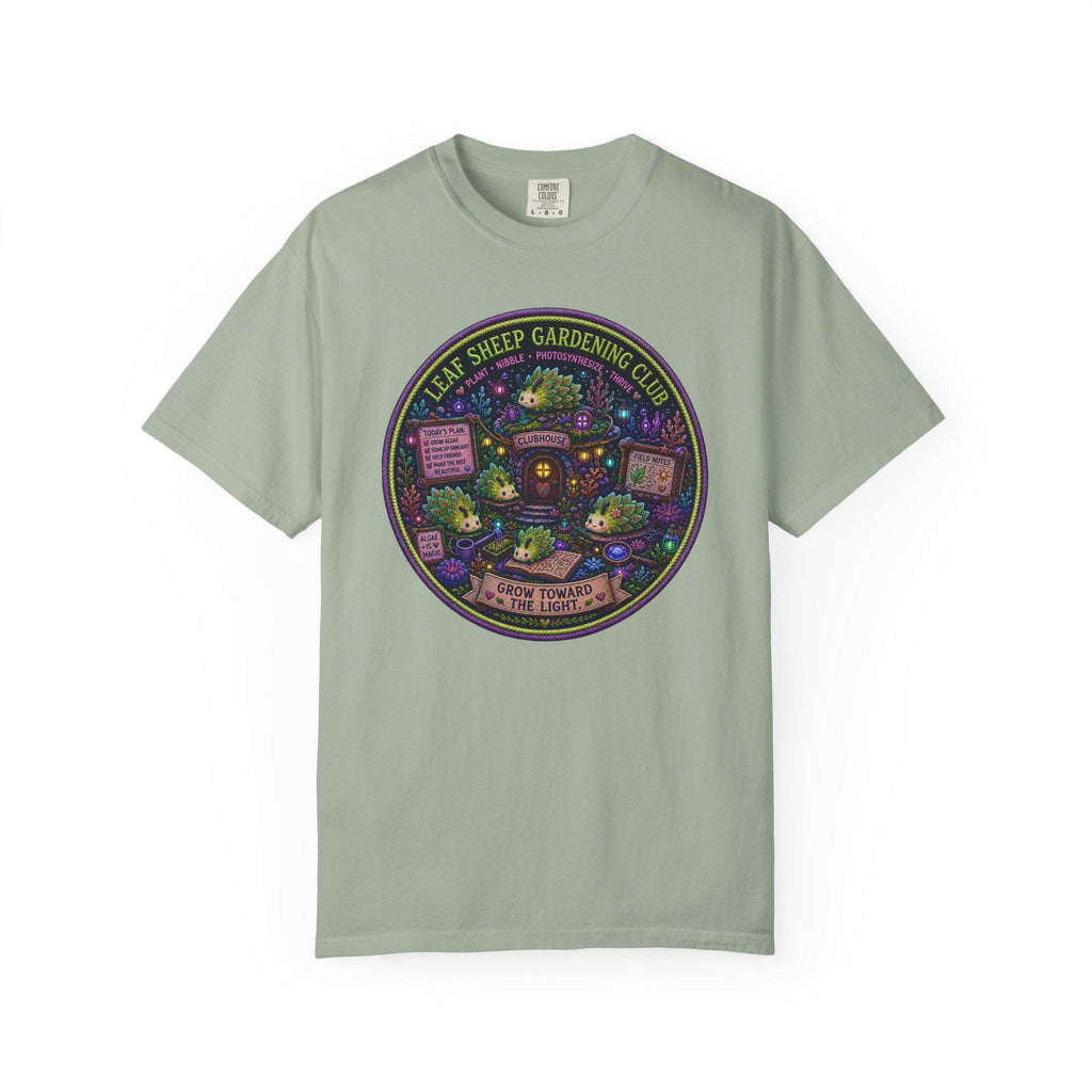 Leaf Sheep Gardening Club T-Shirt | Whimsical Sea Slug Nature Tee, Botanical Graphic Shirt