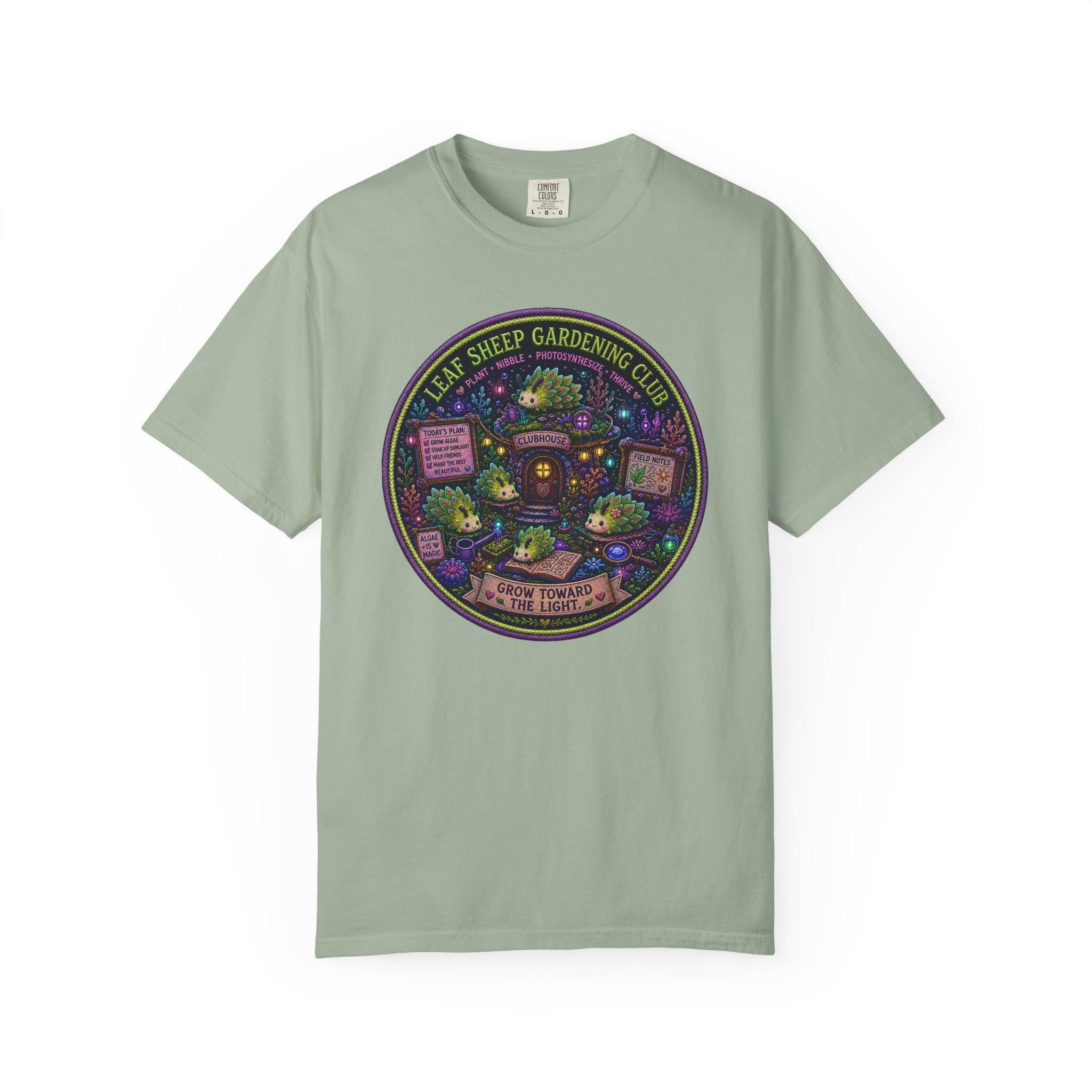 Leaf Sheep Gardening Club T-Shirt | Whimsical Sea Slug Nature Tee, Botanical Graphic Shirt