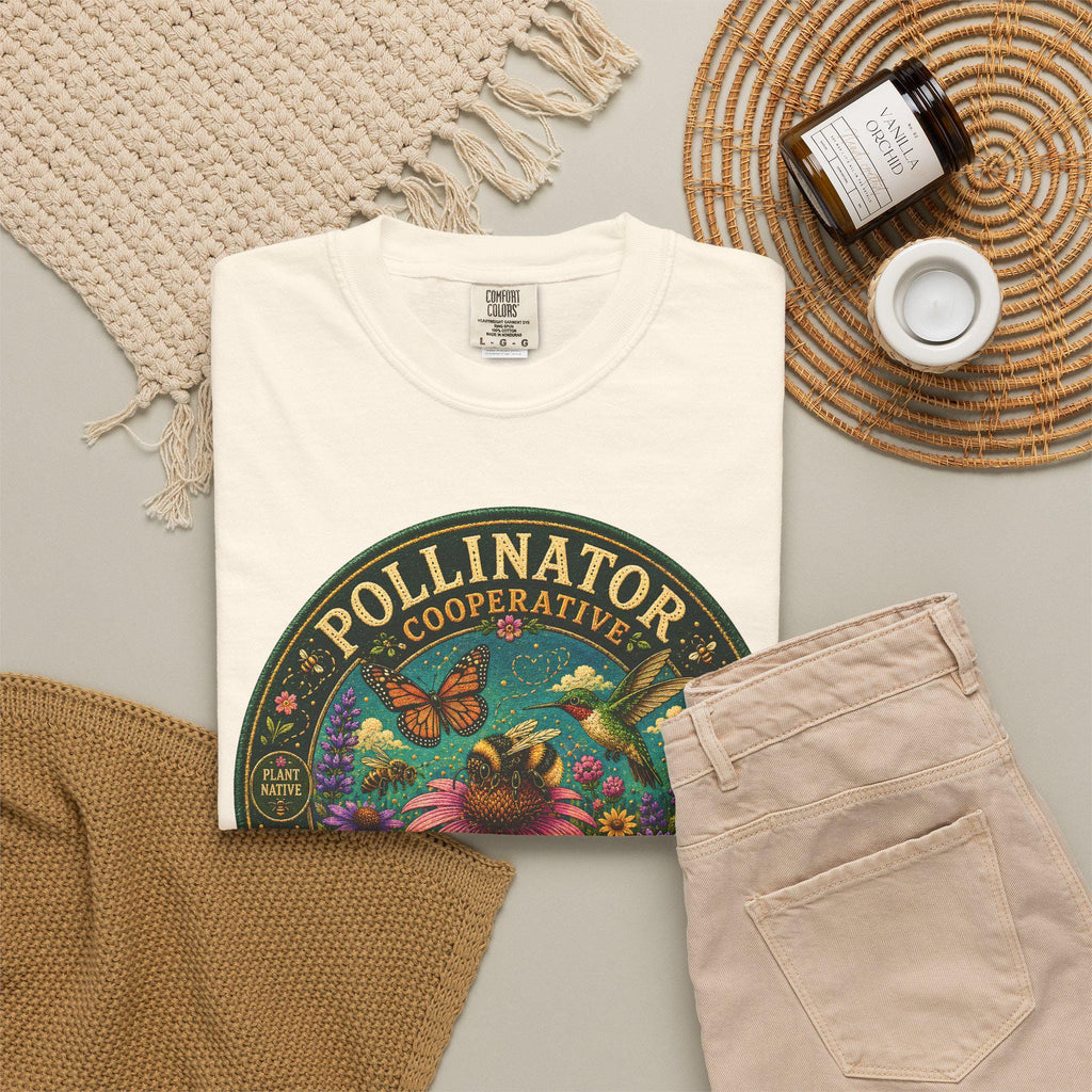 Pollinator Cooperative Shirt, Native Plants, Bee Butterfly Hummingbird Tee