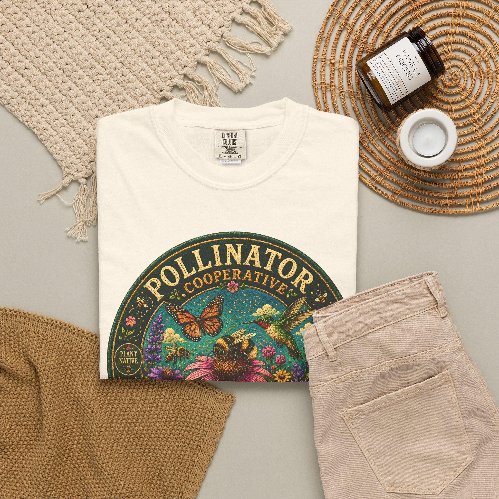 Pollinator Cooperative Shirt, Native Plants, Bee Butterfly Hummingbird Tee