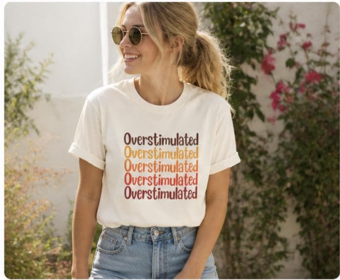Overstimulated Shirt, Funny Mental Health Tee, Introvert Social Battery Low Graphic Tee