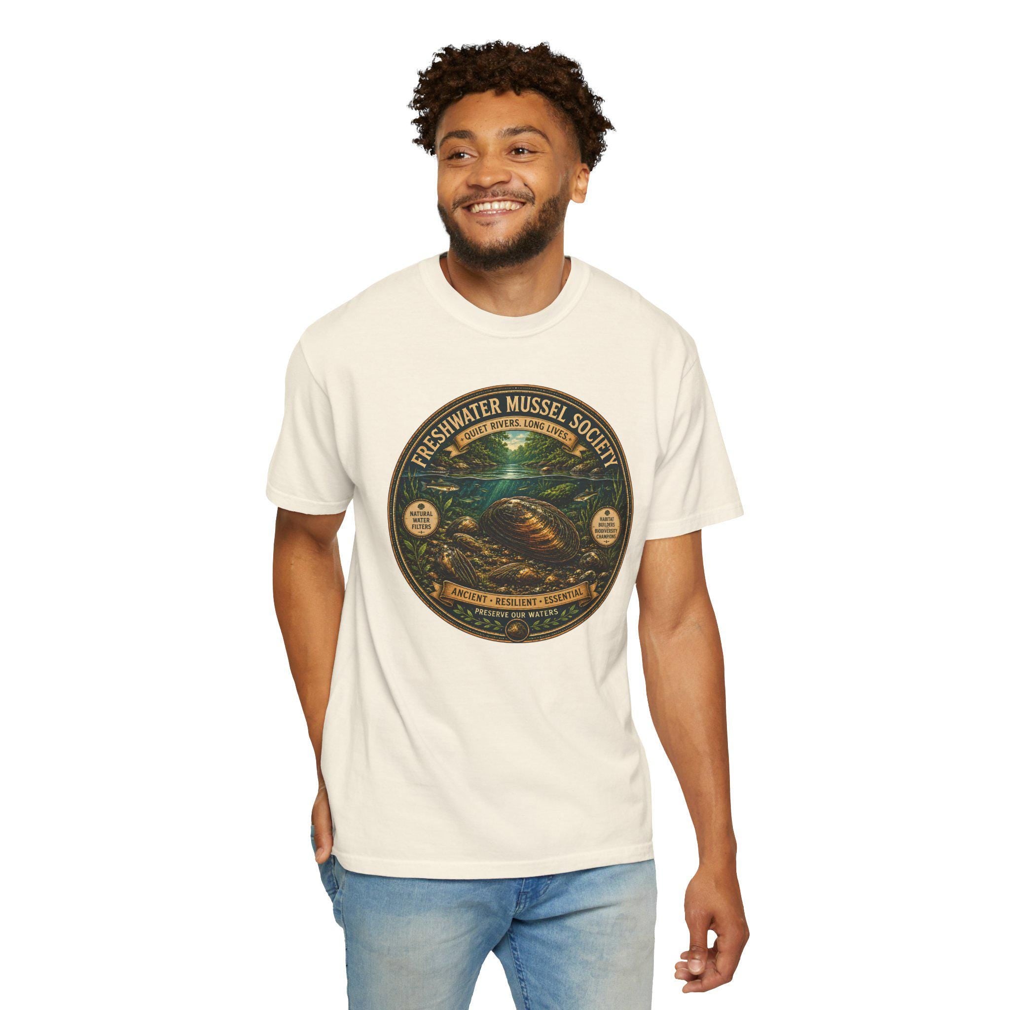 Freshwater Mussel Society Tee, River Conservation, Marine Biology, Comfort Colors Nature Shirt
