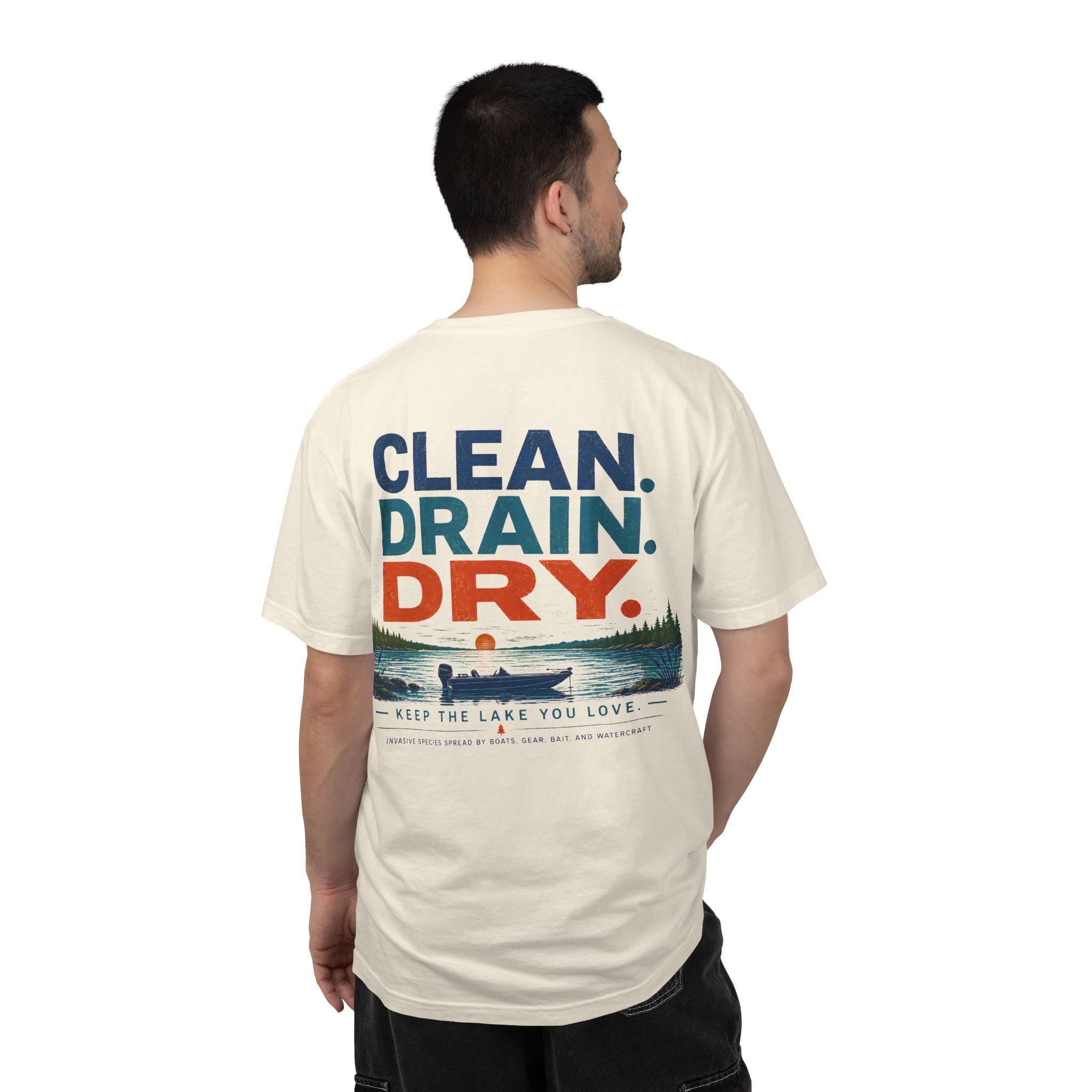 Clean Drain Dry Lake Conservation Tee, Invasive Species Awareness Boating Shirt