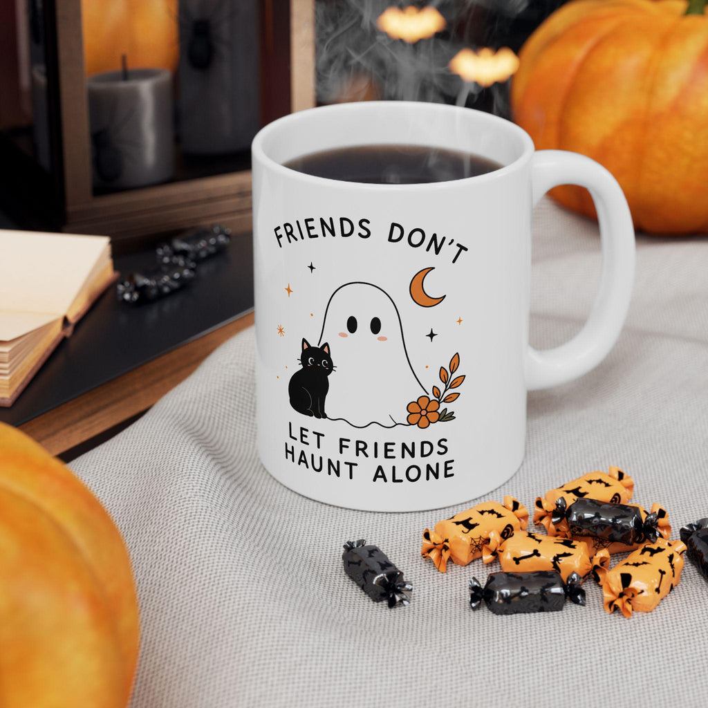 Friendship Ghost and Cat Mug | Ceramic Coffee Cup