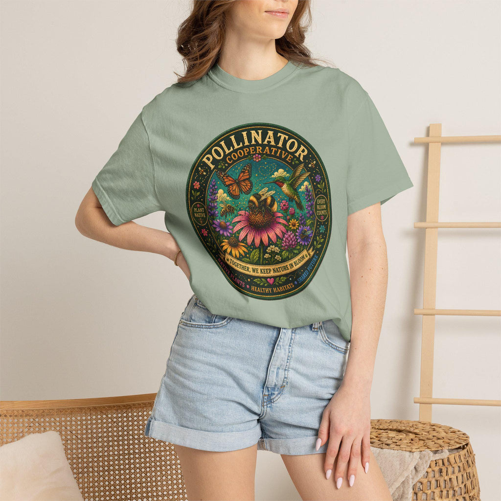 Pollinator Cooperative Shirt, Native Plants, Bee Butterfly Hummingbird Tee