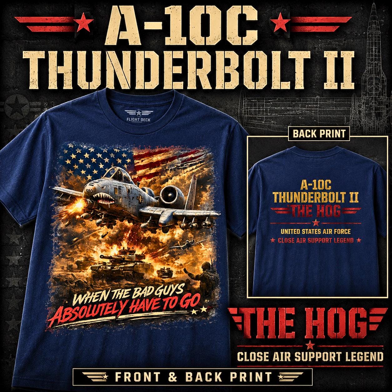A-10C Thunderbolt II Warthog Shirt, Close Air Support Legend Tee