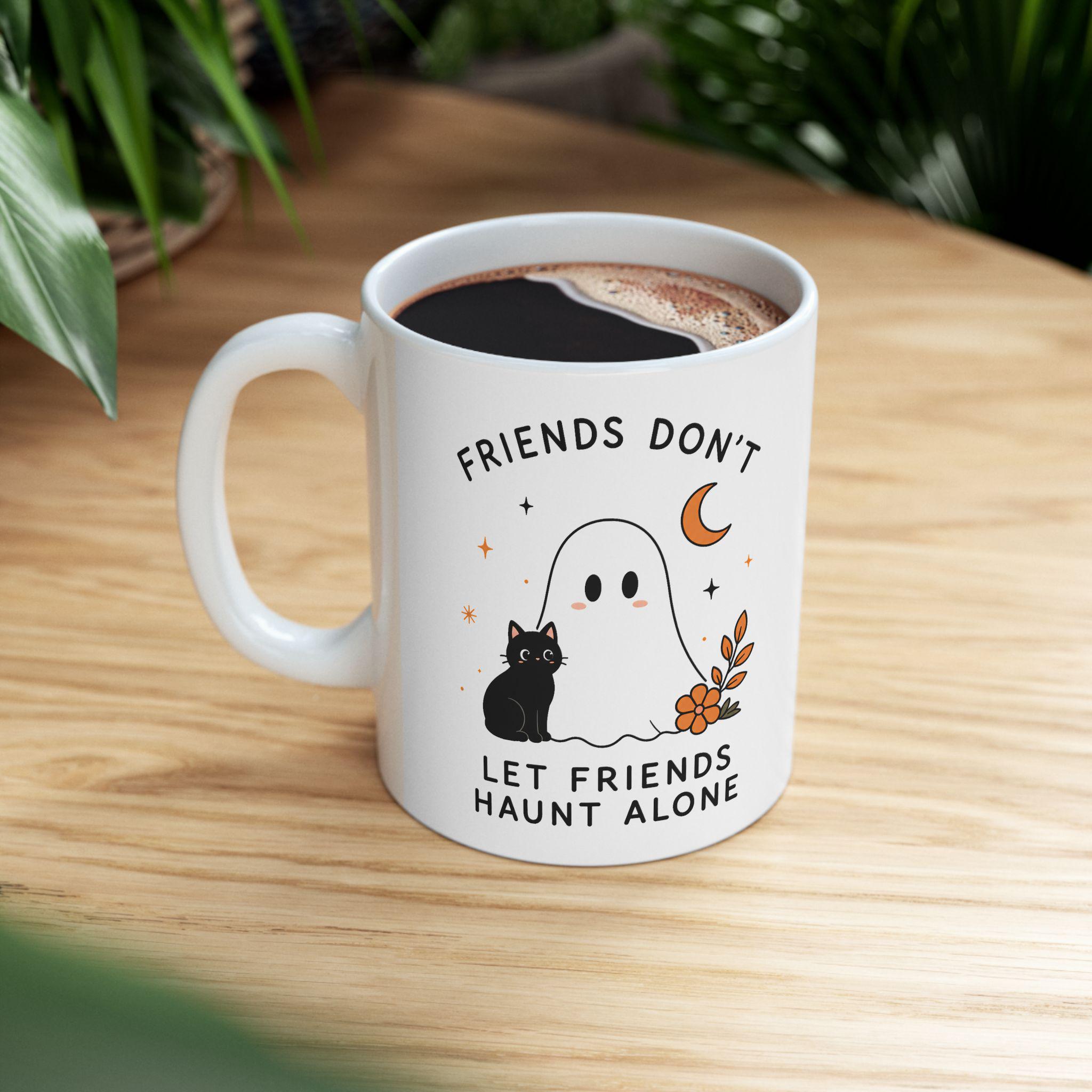 Friendship Ghost and Cat Mug | Ceramic Coffee Cup
