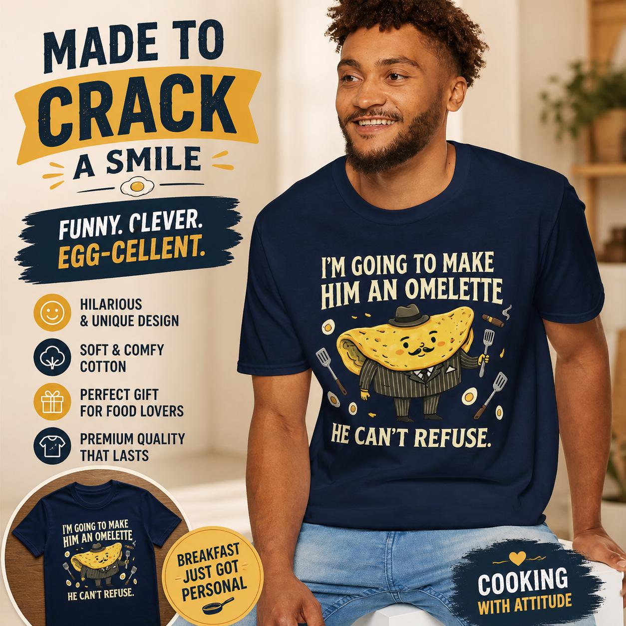 Funny Omelette Mafia Parody Shirt, Italian Food Pun Graphic Tee