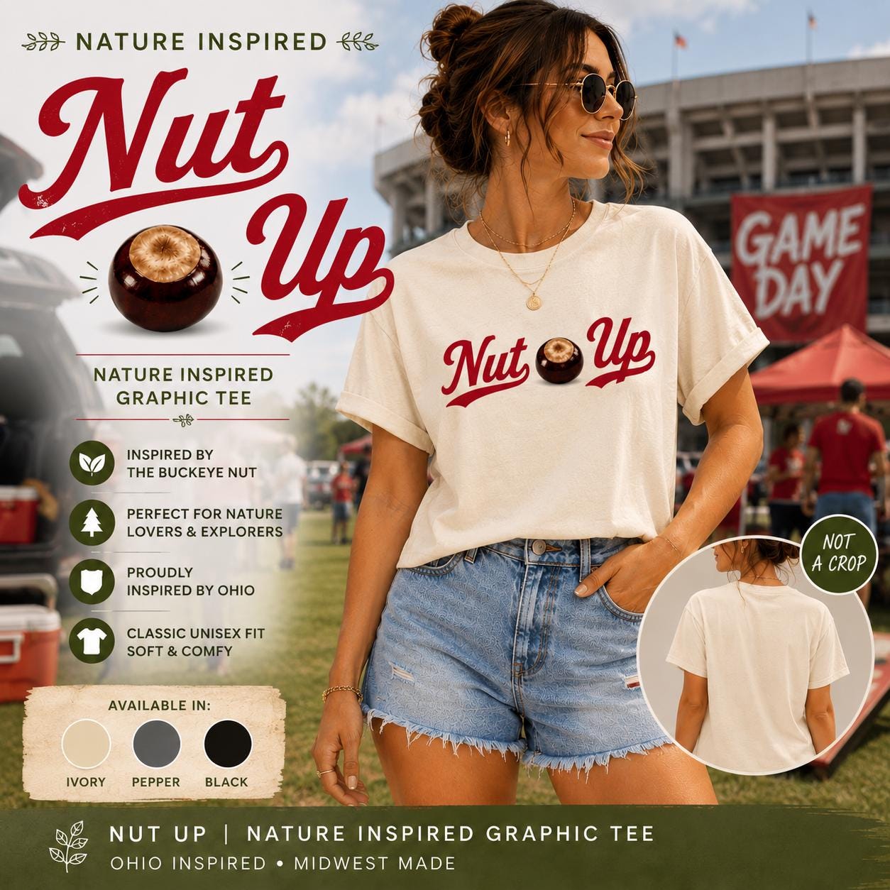 Nut Up Buckeye Nut Graphic Tee | Ohio Inspired Nature Shirt