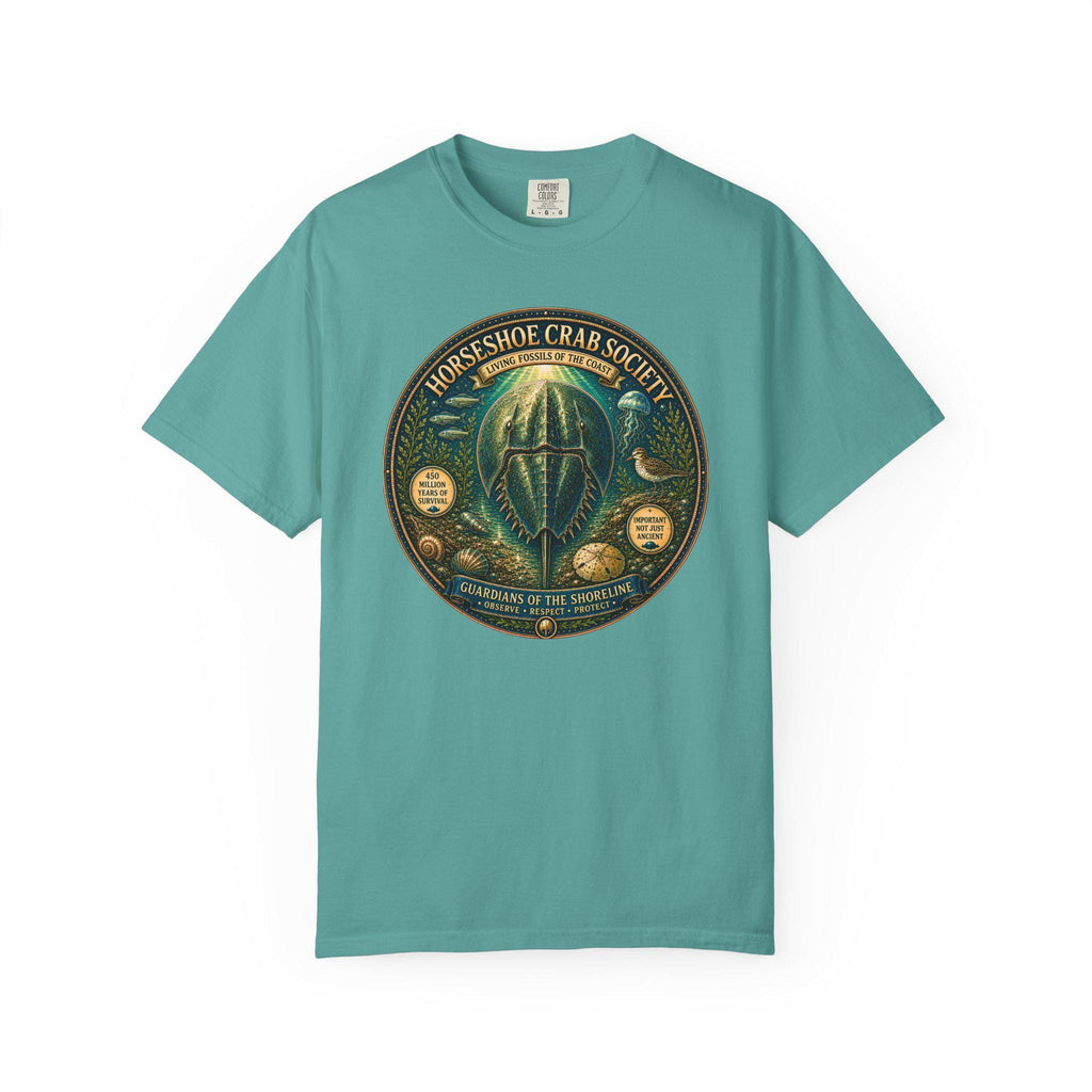 Horseshoe Crab Society Shirt, Living Fossil Marine Biology Tee, Coastal Ocean Wildlife Graphic