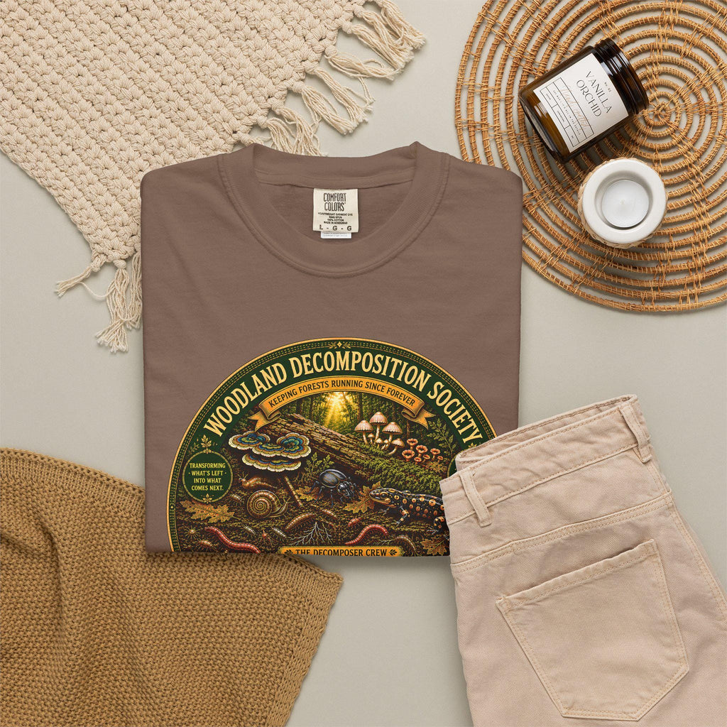 Woodland Decomposition Society Shirt | Vintage Forest Nature Tee, Mushroom Salamander Graphic