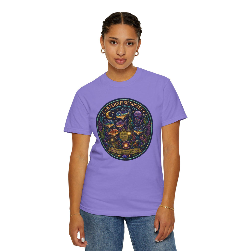 Lanternfish Society Shirt, Bioluminescent Deep Sea Marine Life Tee, Comfort Colors 1717