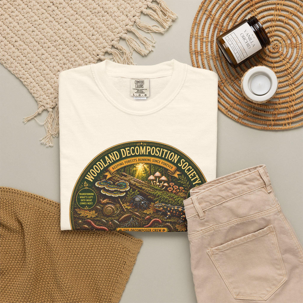 Woodland Decomposition Society Shirt | Vintage Forest Nature Tee, Mushroom Salamander Graphic