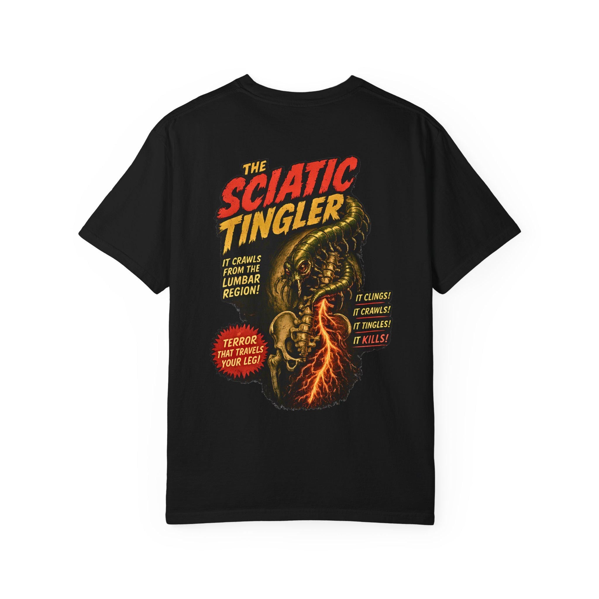 Sciatic Tingler Shirt | Vintage Horror Sciatica Tee, Chronic Pain Apparel