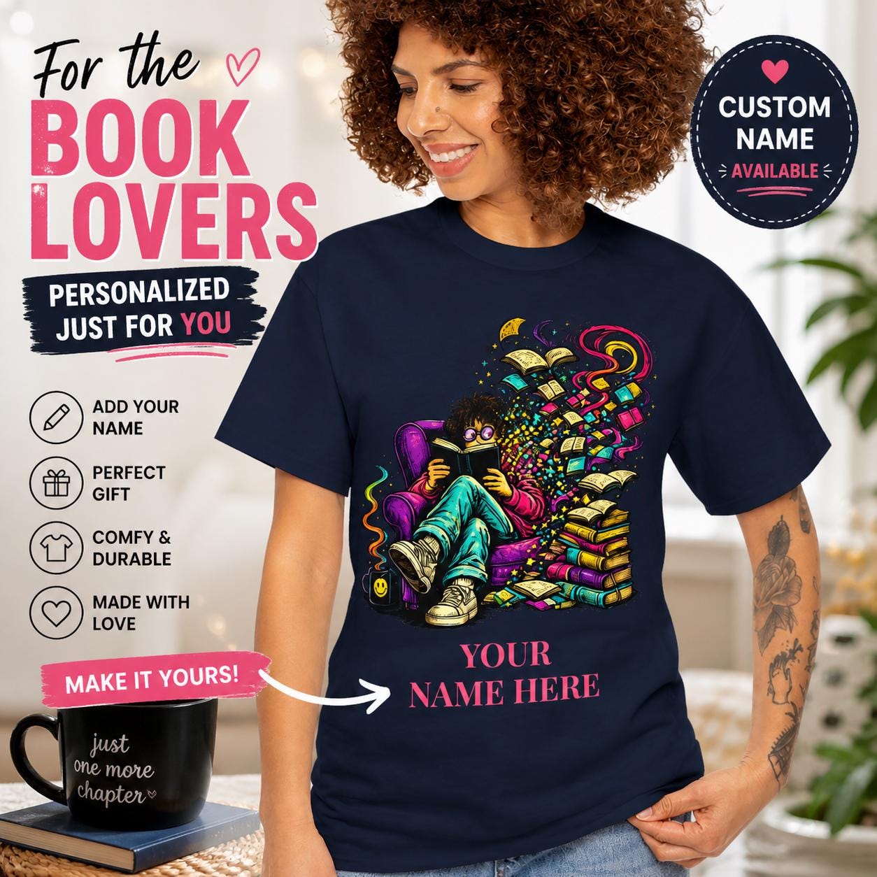Personalized Book Lover Shirt, Custom Name Reading Tee, Lost in Good Book Style