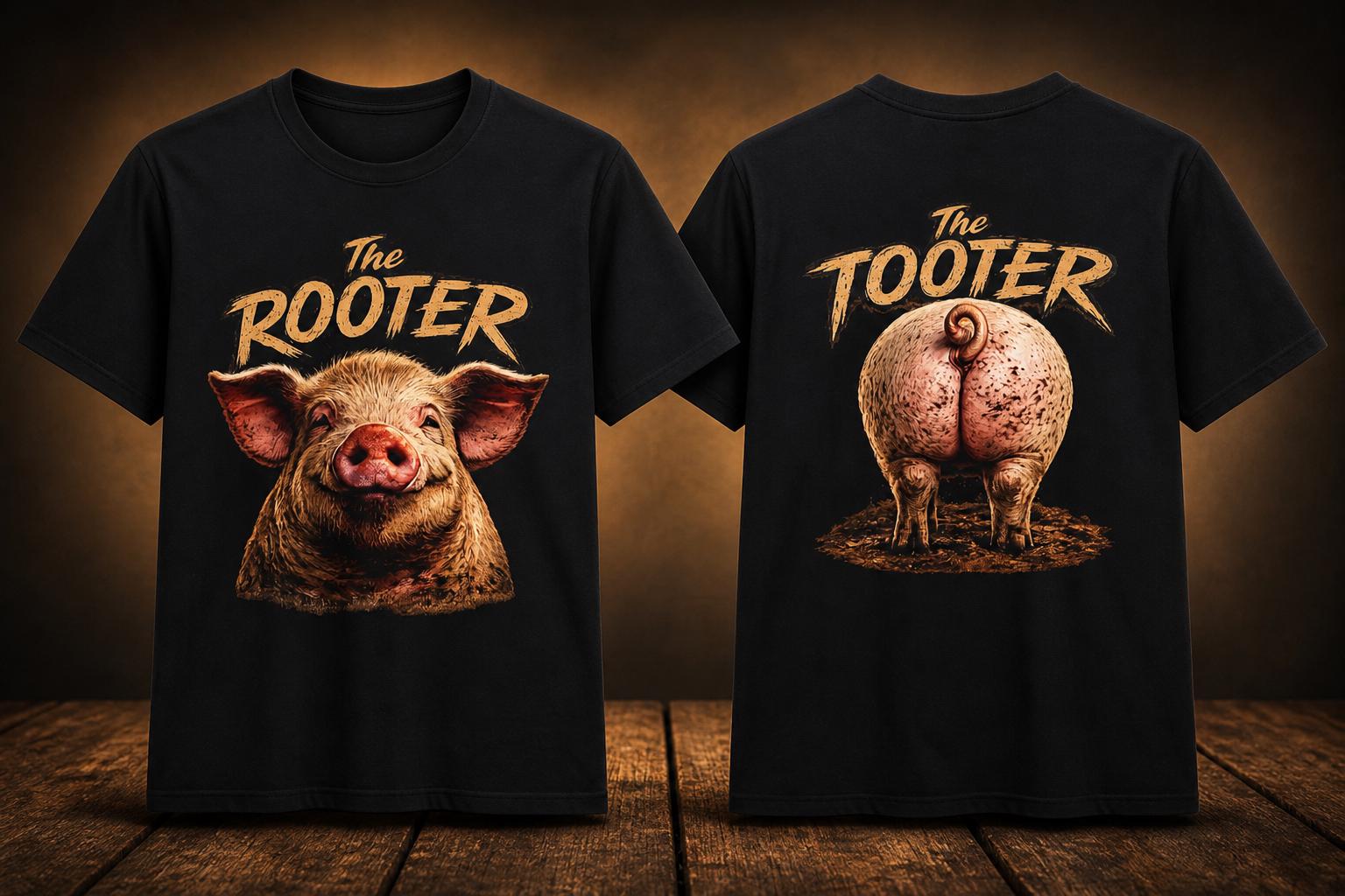 Rooter to Tooter Pig Shirt, Farm Humor Graphic Tee, Animal Pun Apparel