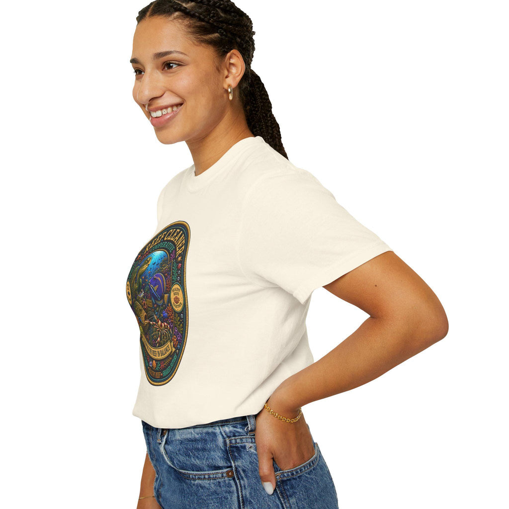 Reef Cleaner Badge T-shirt | Sea Turtle & Coral Conservation Graphic