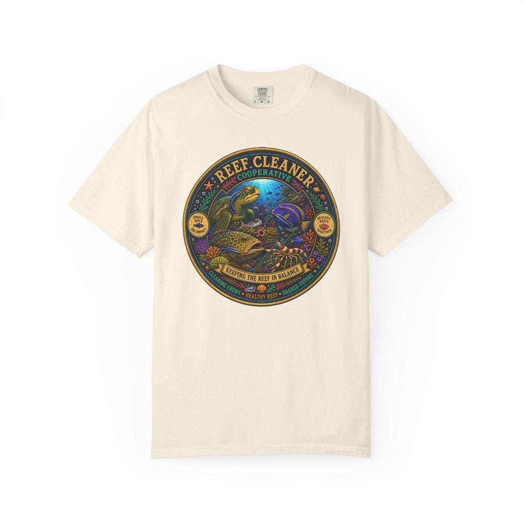 Reef Cleaner Badge T-shirt | Sea Turtle & Coral Conservation Graphic