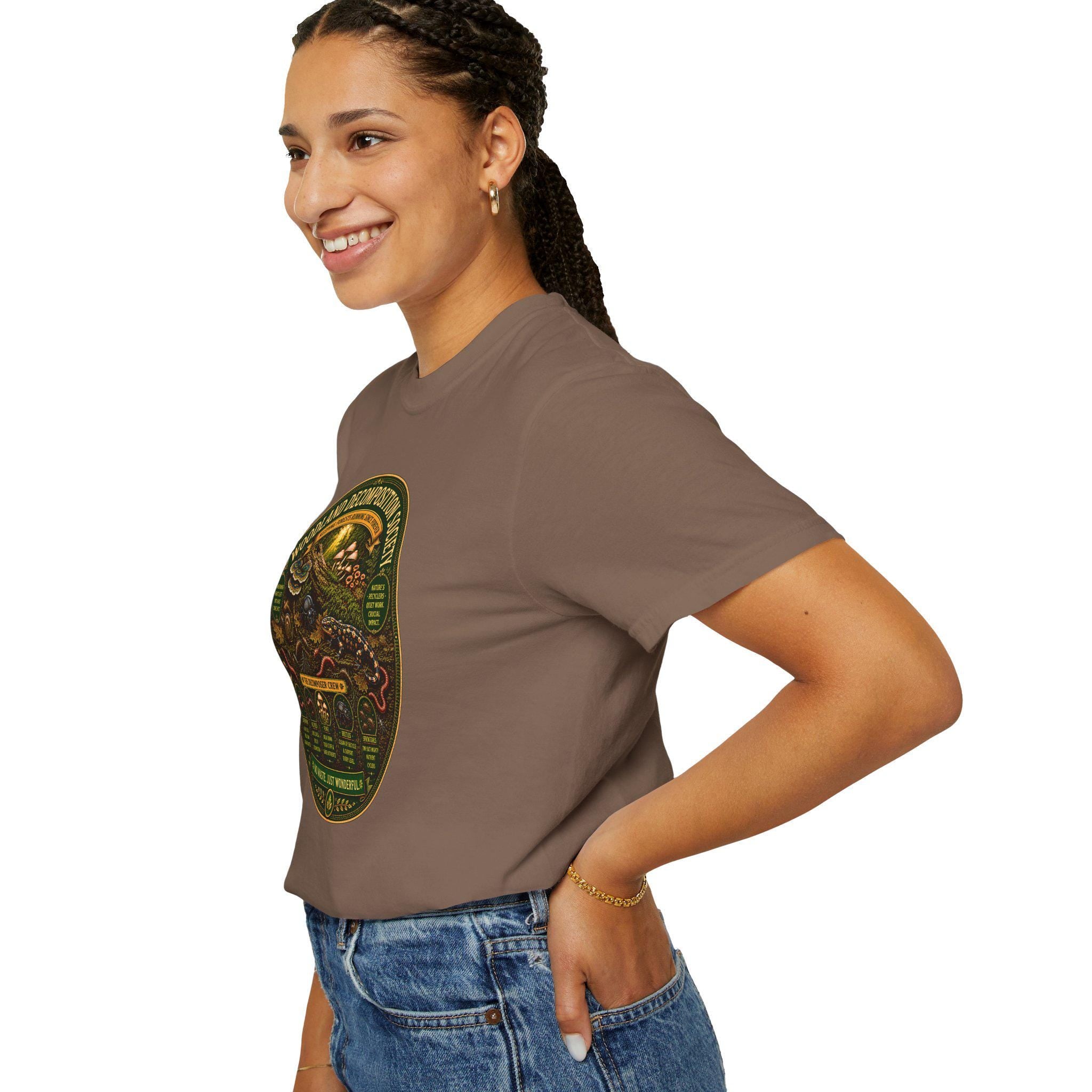 Woodland Decomposition Society Shirt | Vintage Forest Nature Tee, Mushroom Salamander Graphic