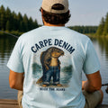 Carpe Denim Fish Graphic Tee, Funny Fishing Pun Shirt, Lake Life Apparel