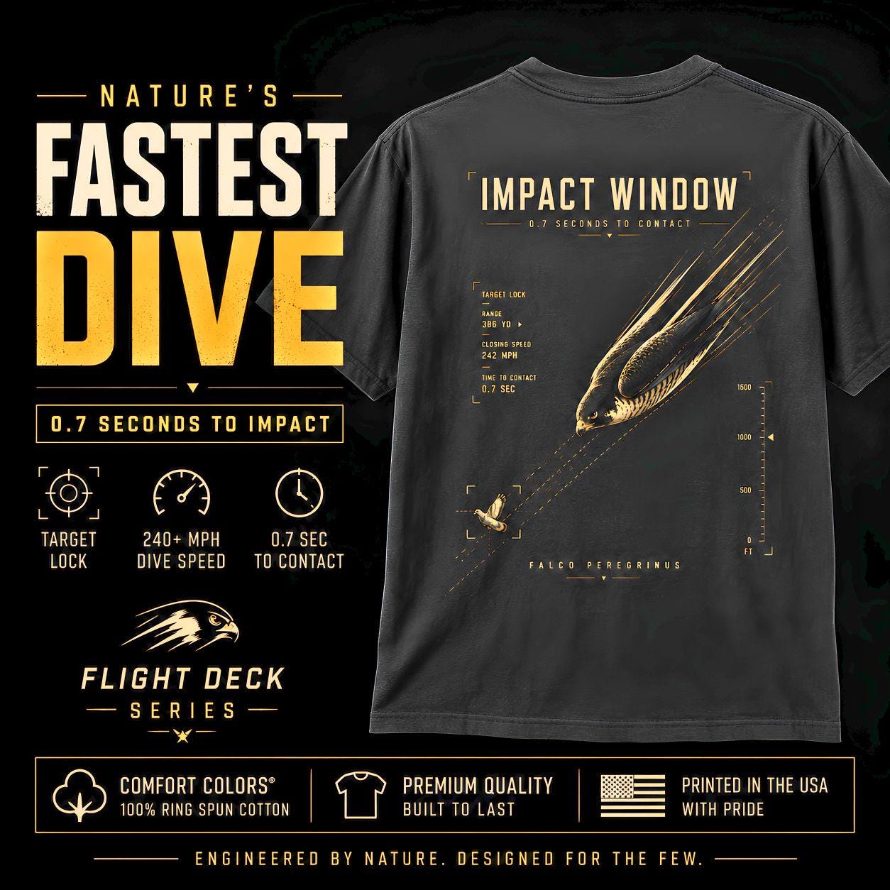 Impact Window Peregrine Falcon Shirt | Flight Deck Series | Falcon Stoop Graphic Tee
