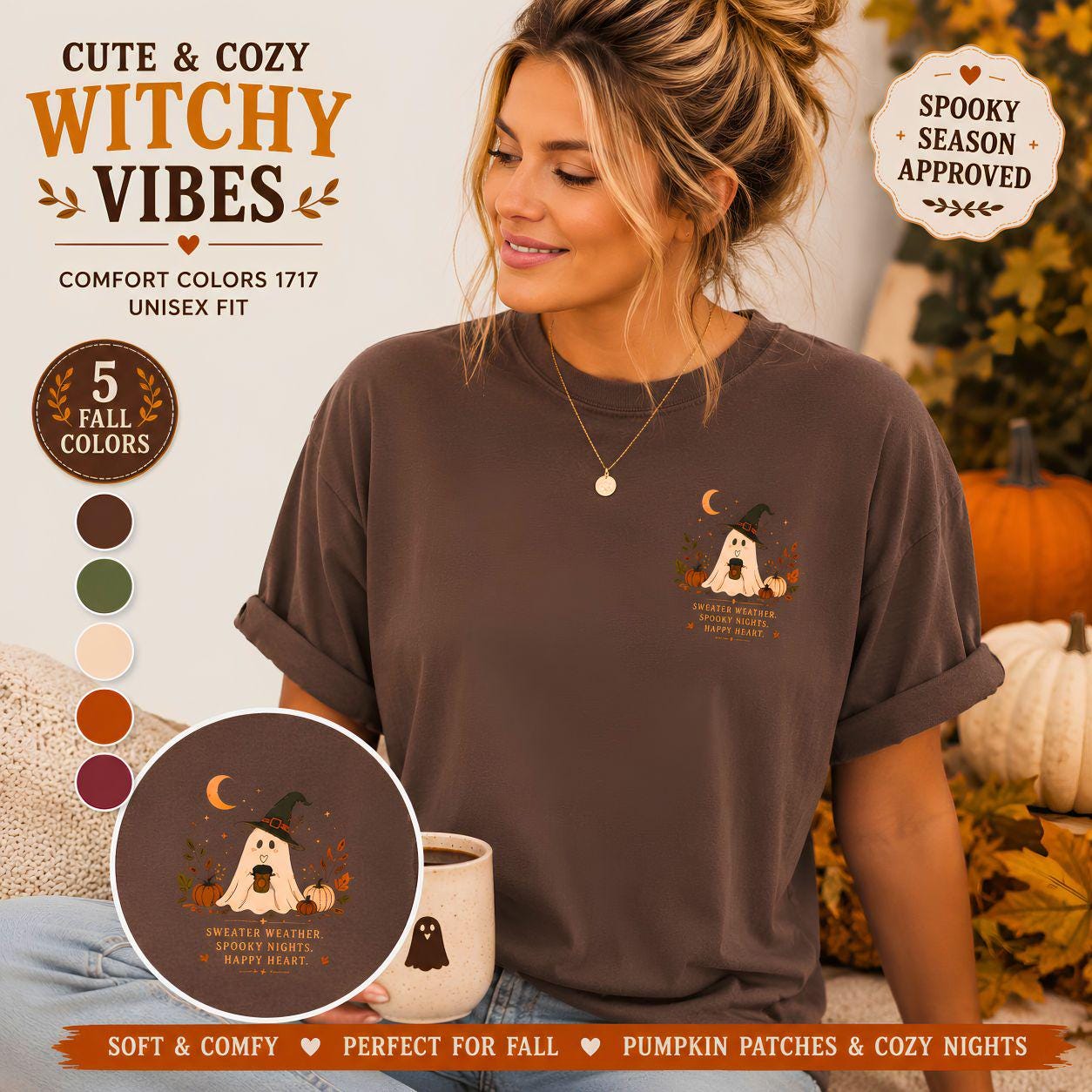 Ghost Halloween Shirt | Witchy Pumpkin Autumn Comfort Colors Tee