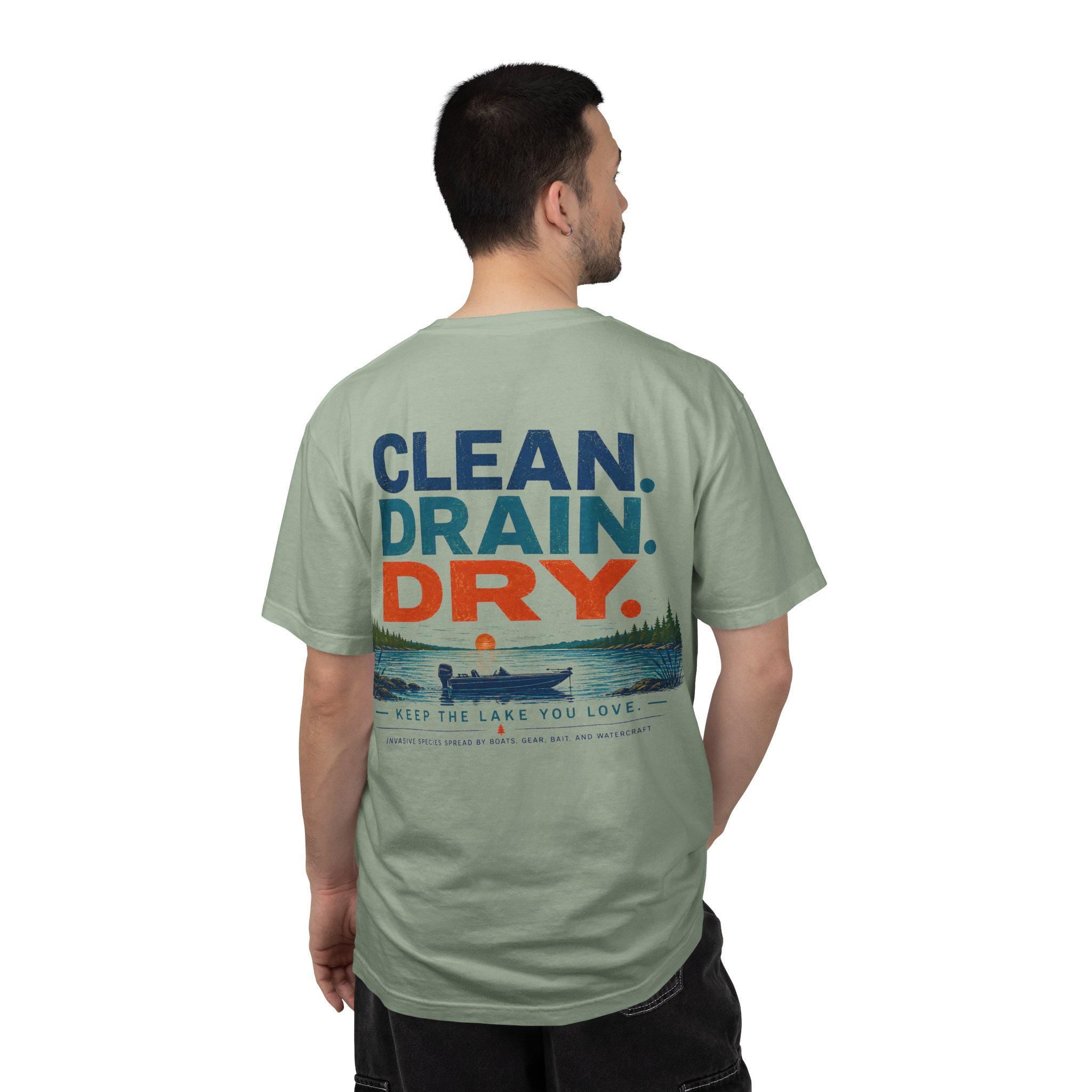Clean Drain Dry Lake Conservation Tee, Invasive Species Awareness Boating Shirt
