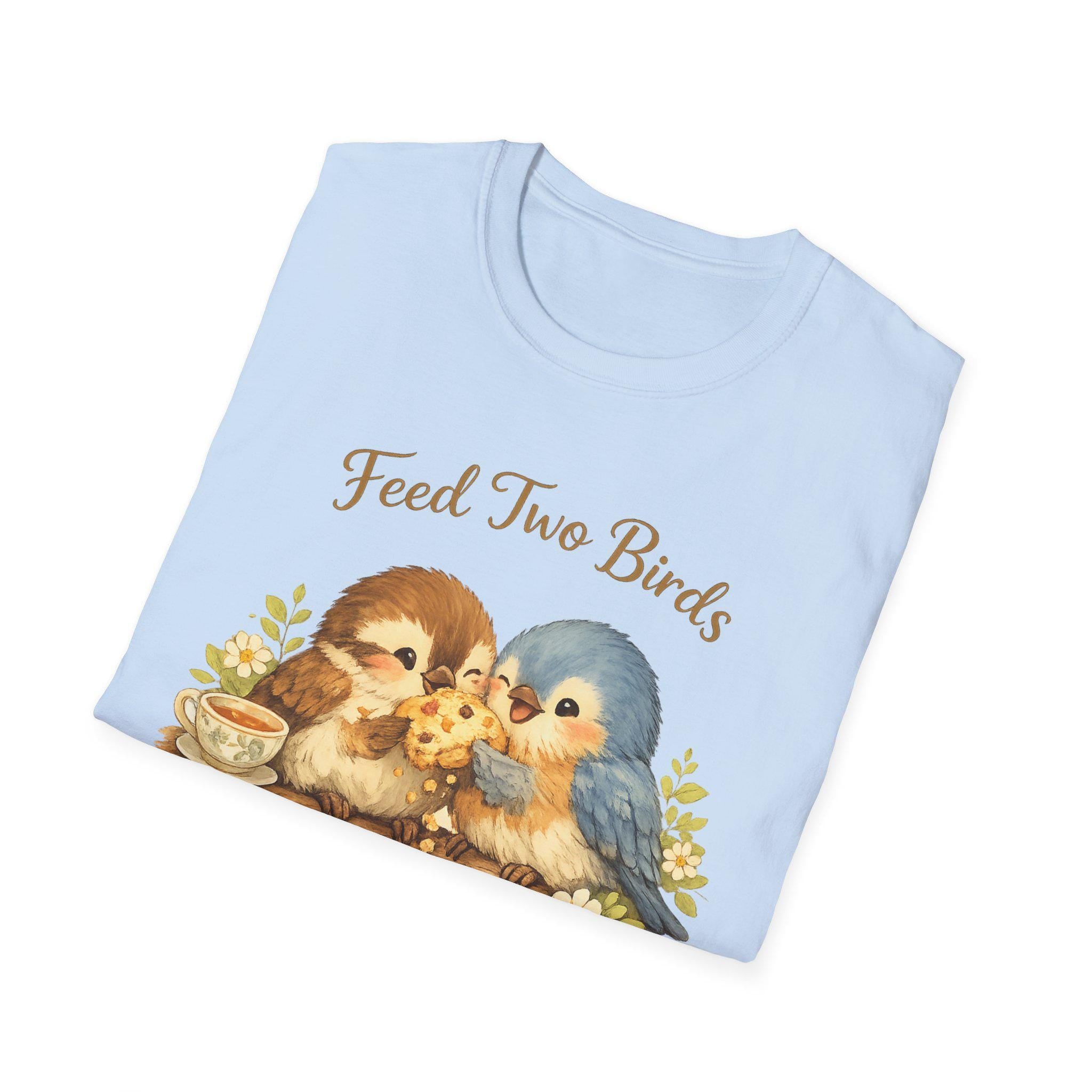 Feed Two Birds Scone Shirt, Cottagecore Bird Tee, Wholesome Nature Saying T-Shirt