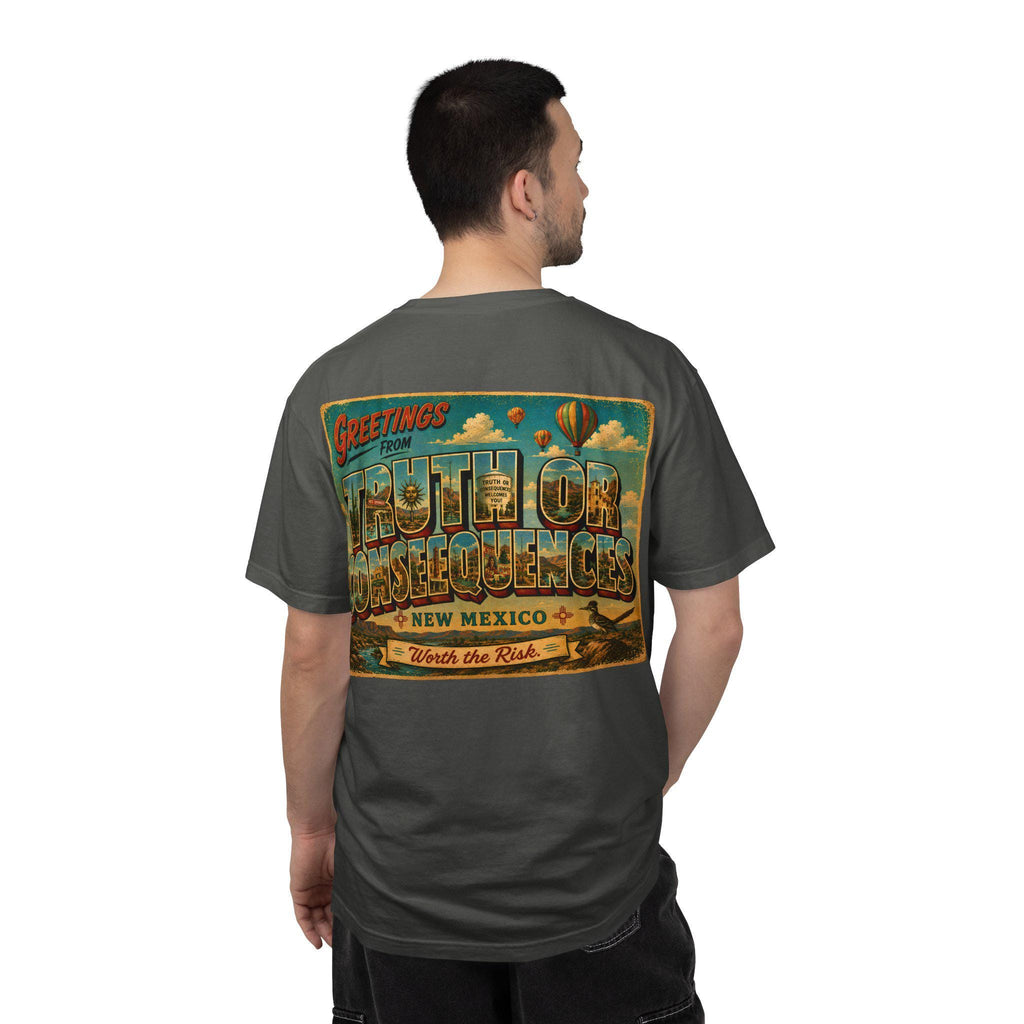 Greetings From Truth or Consequences New Mexico Postcard T-Shirt | Vintage Travel Souvenir Worth the Risk