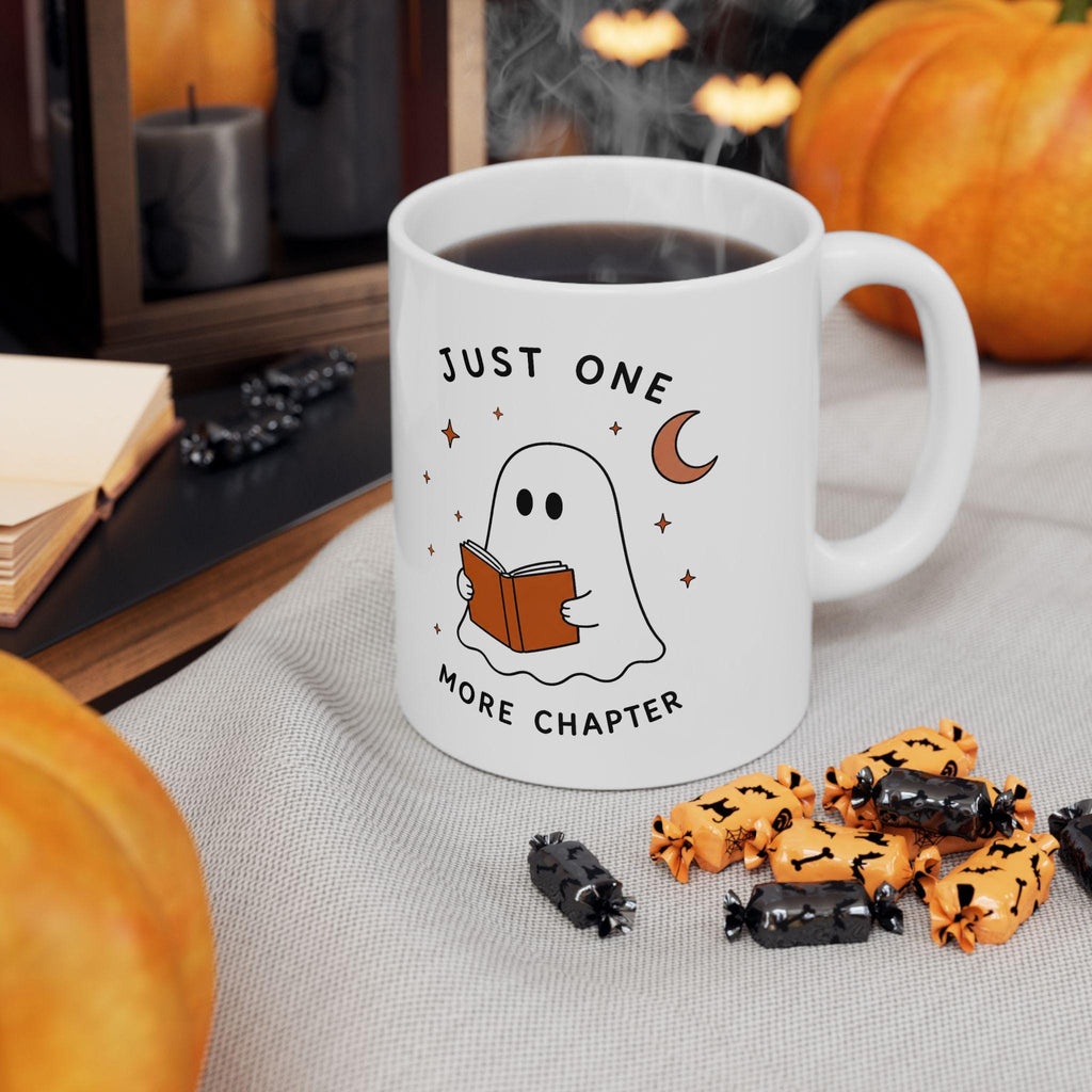 Ghost Reading Mug | Cozy Autumn Book Lover Ceramic Cup