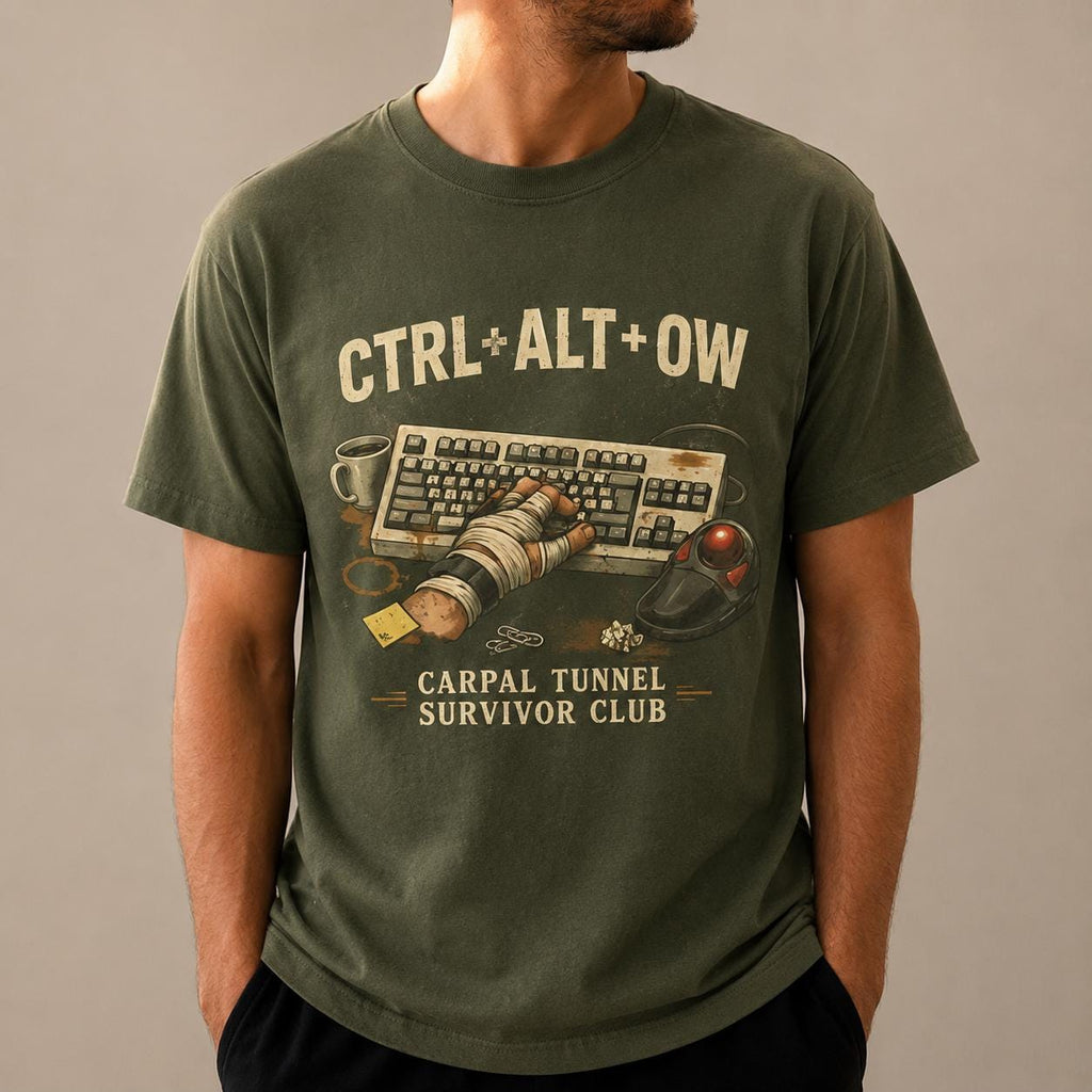CTRL ALT OW Carpal Tunnel Survivor Club Tee, Funny Office Gamer Gift