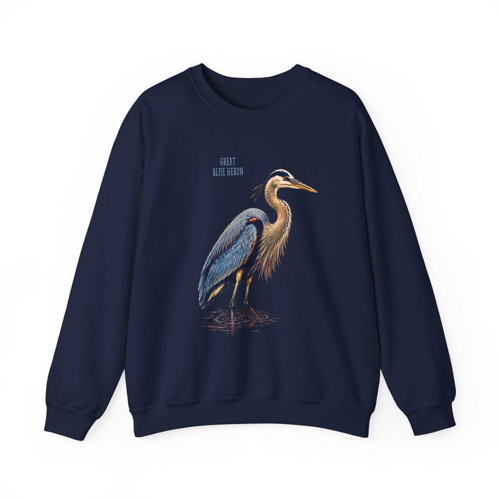 Blue Heron Crewneck Sweatshirt | Vintage Bird Artwork, Nature Apparel